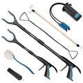 7-Piece Hip Replacement Recovery Kit 2 Pcs Foldable Grabbers (32" & 23") with Shoehorn Sock Aid Device Dressing Aids Stick for Elderly Button Hook Leg Lifter Long Handled Bath Sponge