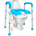 Gillion Raised Toilet Seat with Handles Toilet Seat Risers for Seniors 300Lbs Stand Alone Safety Handrails w/Padded Cushion Height Adjustable Bathroom Assist Frame for Elderly Handicap Disabled