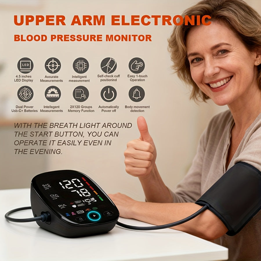 NNETMDigital Blood Pressure Monitor – Heart Rate, Dual User, LED Display