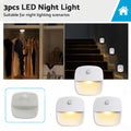 3 PCS Cordless Battery-Powered LED Night Light Motion Sensor Light Warm White