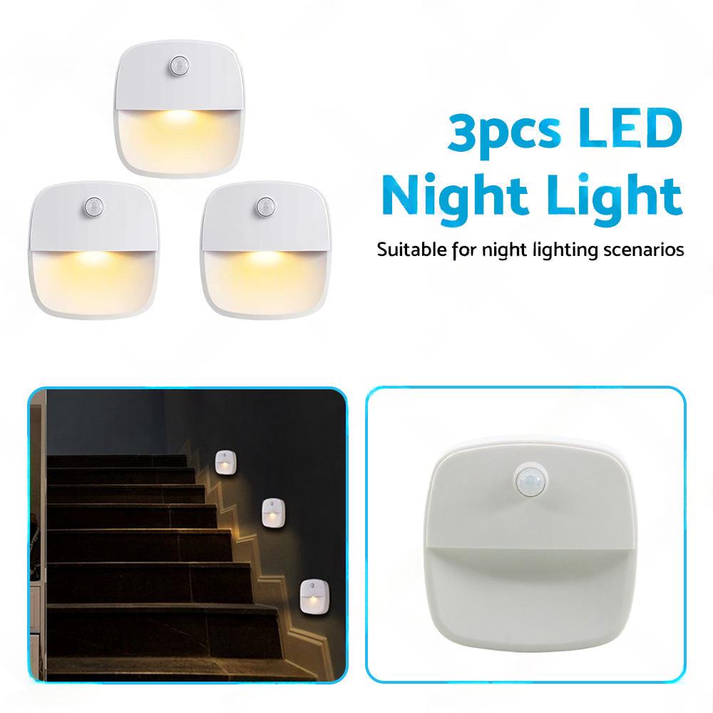 3 PCS Cordless Battery-Powered LED Night Light Motion Sensor Light Warm White