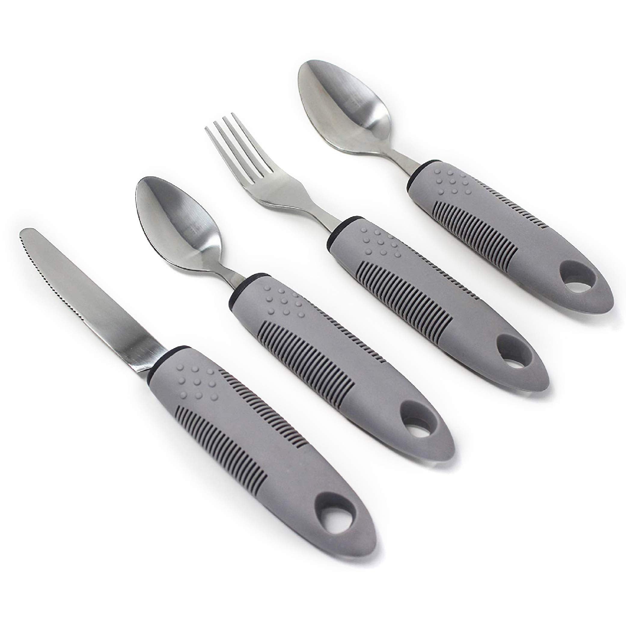 BodyHealt Weighted Utensils for Hand Tremors - Adaptive Utensils for Elderly Arthritis Parkinsons Aids for Living. Weighted Silverware for Hand Tremors Stroke Recovery Gifts for Parkinsons Patients