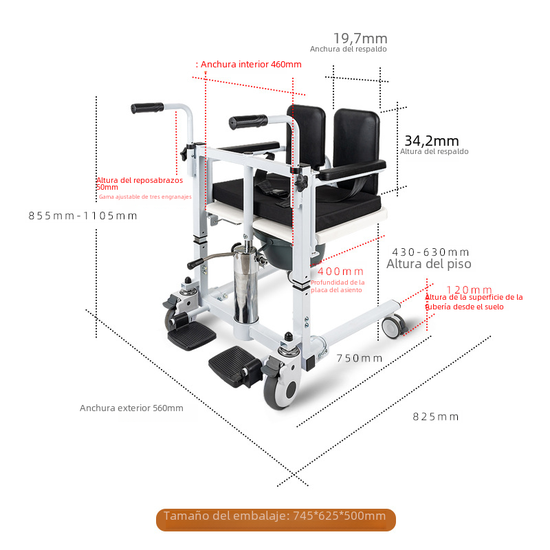 Multi-Functional Hydraulic Transfer Chair for Elderly