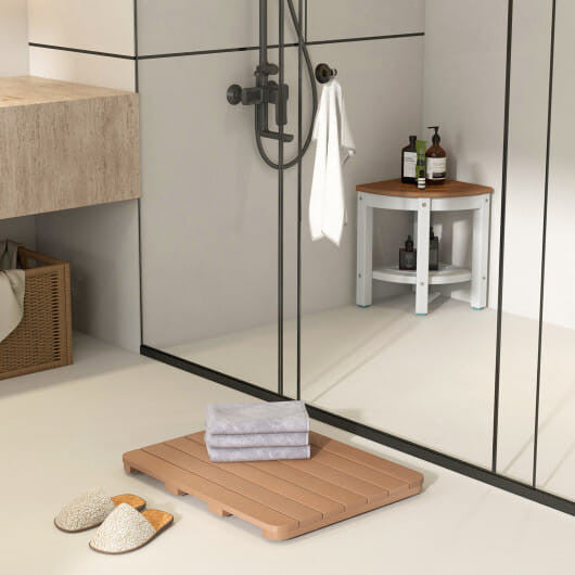 Waterproof HIPS Bath Spa Shower Mat with Non Slip Foot Pads-White