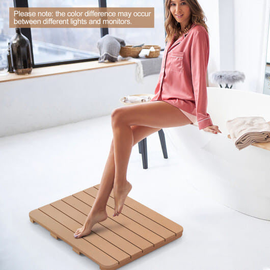 Waterproof HIPS Bath Spa Shower Mat with Non Slip Foot Pads-White