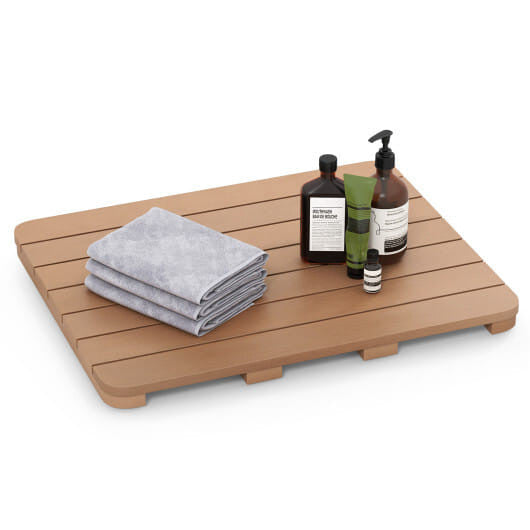 Waterproof HIPS Bath Spa Shower Mat with Non Slip Foot Pads-White