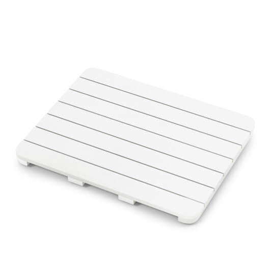 Waterproof HIPS Bath Spa Shower Mat with Non Slip Foot Pads-White