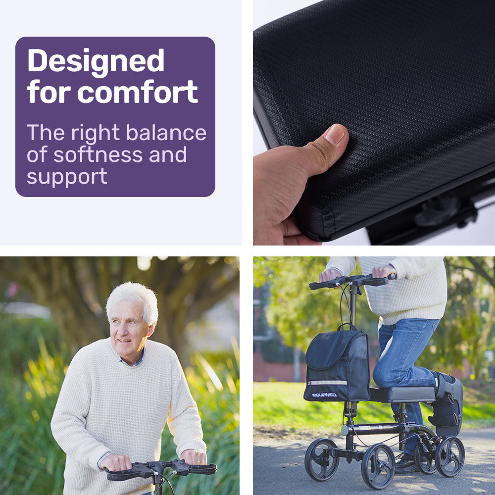 NNEMB Knee Scooter Walker-Dual Brakes-Bag-Broken Leg Ankle Foot Mobility-Crutches Alternative-Black