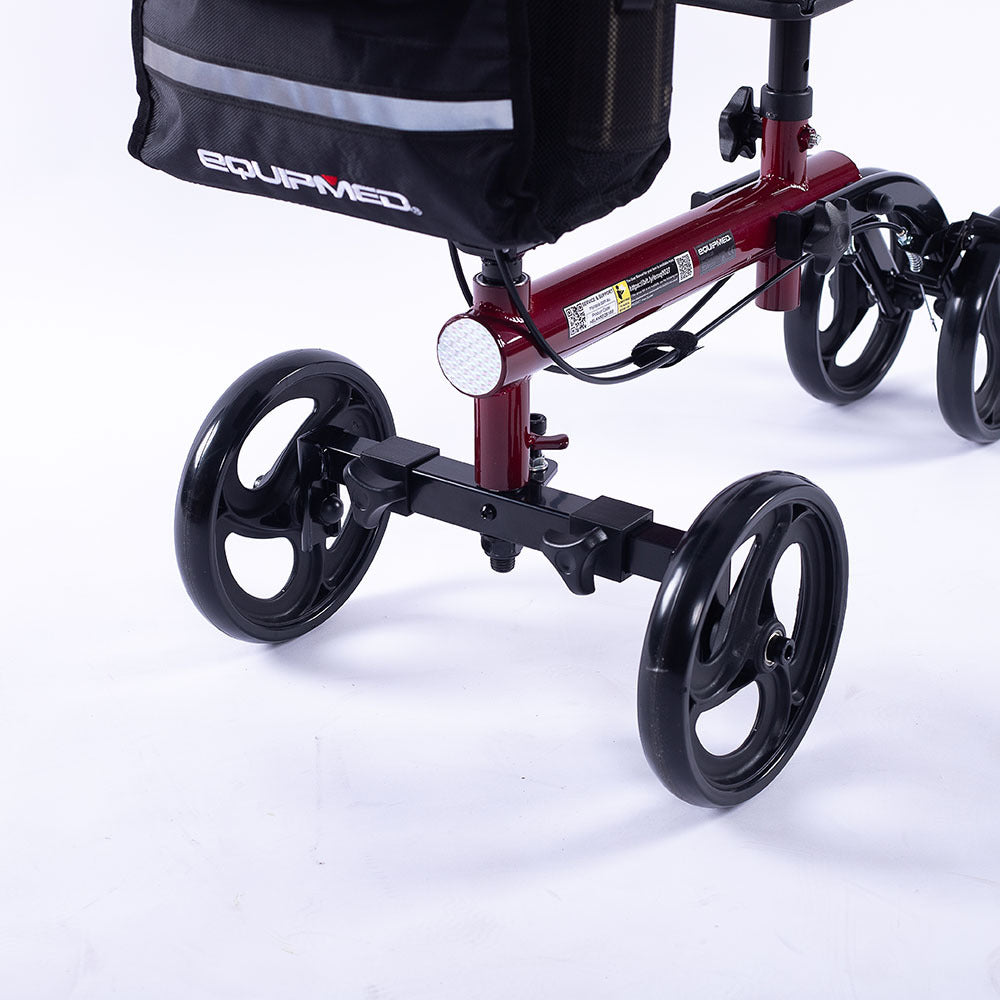 NNEMB Knee Scooter Walker-Dual Brakes-Bag-Broken Leg Ankle Foot Mobility-Crutches Alternative-Red