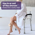 NNEMB Shower Chair Bath Seat 120kg Capacity-with Arms-Adjustable Height-for Elderly-White