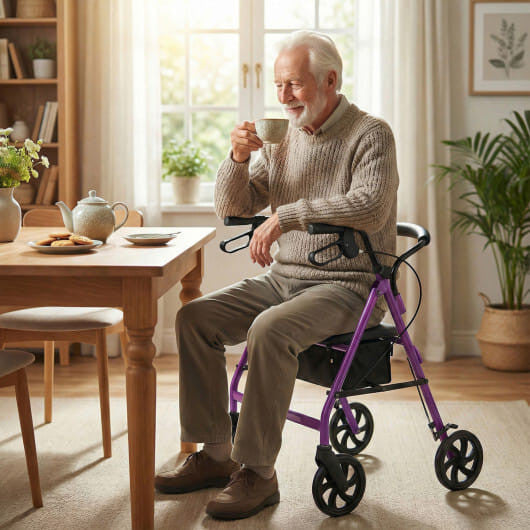 Rollator Walker with Seat and Height Adjustable Handles-Purple