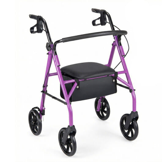 Rollator Walker with Seat and Height Adjustable Handles-Purple