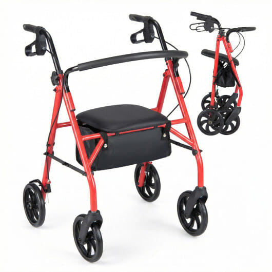 Rollator Walker with Seat and Height Adjustable Handles-Purple
