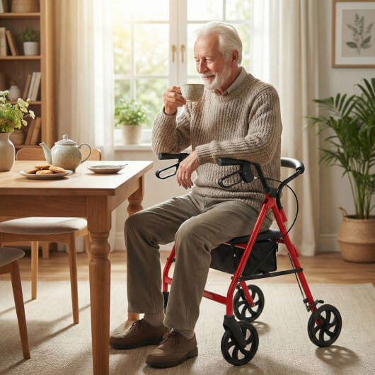 Rollator Walker with Seat and Height Adjustable Handles-Purple
