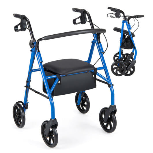 Rollator Walker with Seat and Height Adjustable Handles-Purple