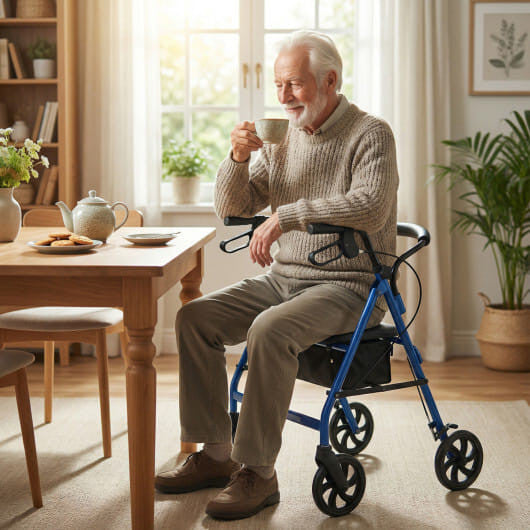 Rollator Walker with Seat and Height Adjustable Handles-Purple