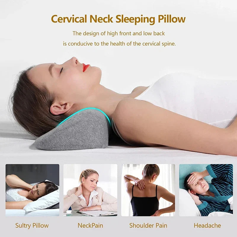 Memory Foam Cervical Pillow Orthopedic Contour Support Grey