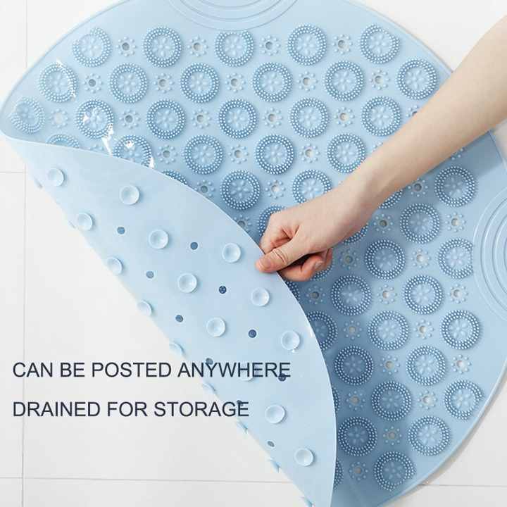 NNEDSZ Grey Non-Slip Round Shower Foot Scrubber Mat - Soft Silicone Massage Pad for Foot Cleaning
