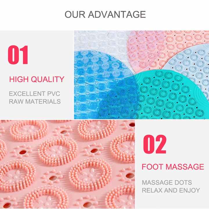 NNEDSZ Blue Non-Slip Round Shower Foot Scrubber Mat - Soft Silicone Massage Pad for Foot Cleaning