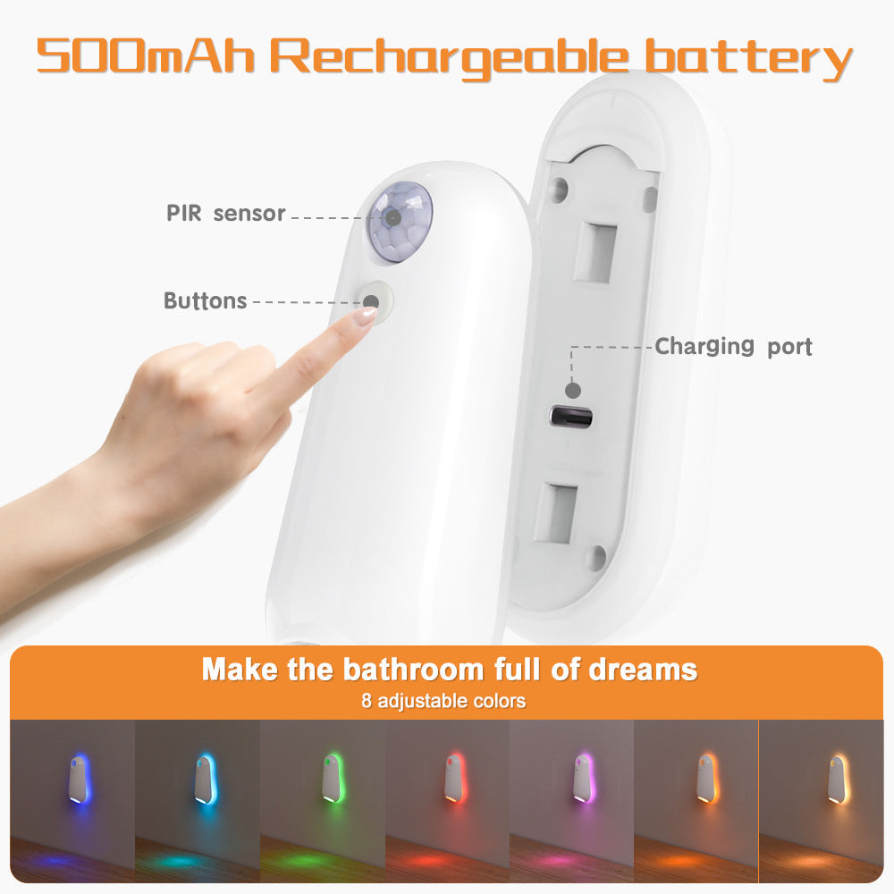 NNEDSZ LED Motion Sensor Toilet Night Light - 8-Color Adjustable Glow with Modern Design