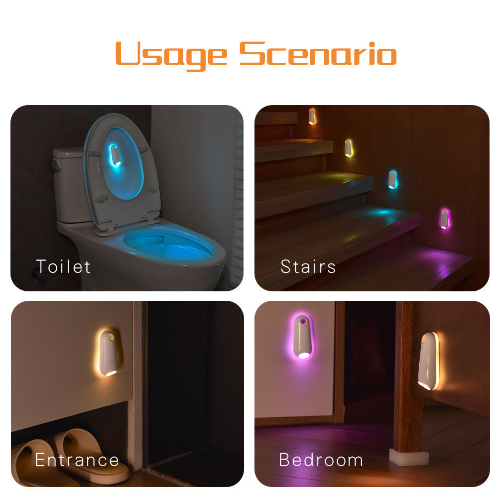 NNEDSZ LED Motion Sensor Toilet Night Light - 8-Color Adjustable Glow with Modern Design