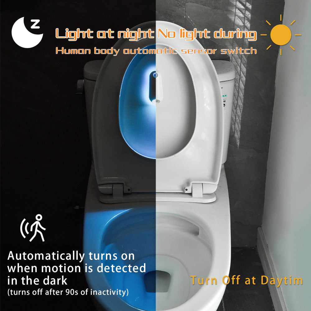 NNEDSZ LED Motion Sensor Toilet Night Light - 8-Color Adjustable Glow with Modern Design