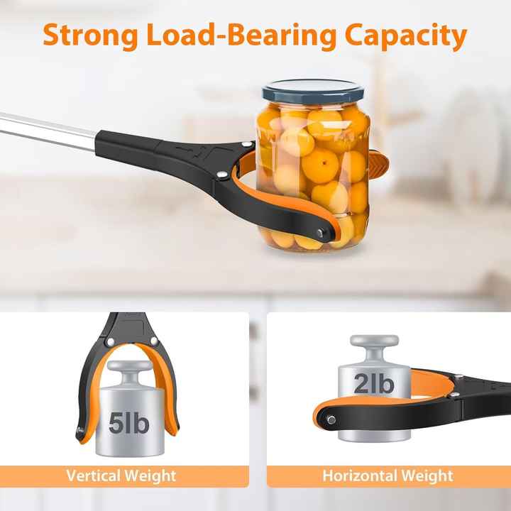 NNEDSZ Orange Foldable  Grabber Tool with Silicone Non-Slip Claws – Ideal for Litter Picking, Outdoor Use, and Household Cleaning