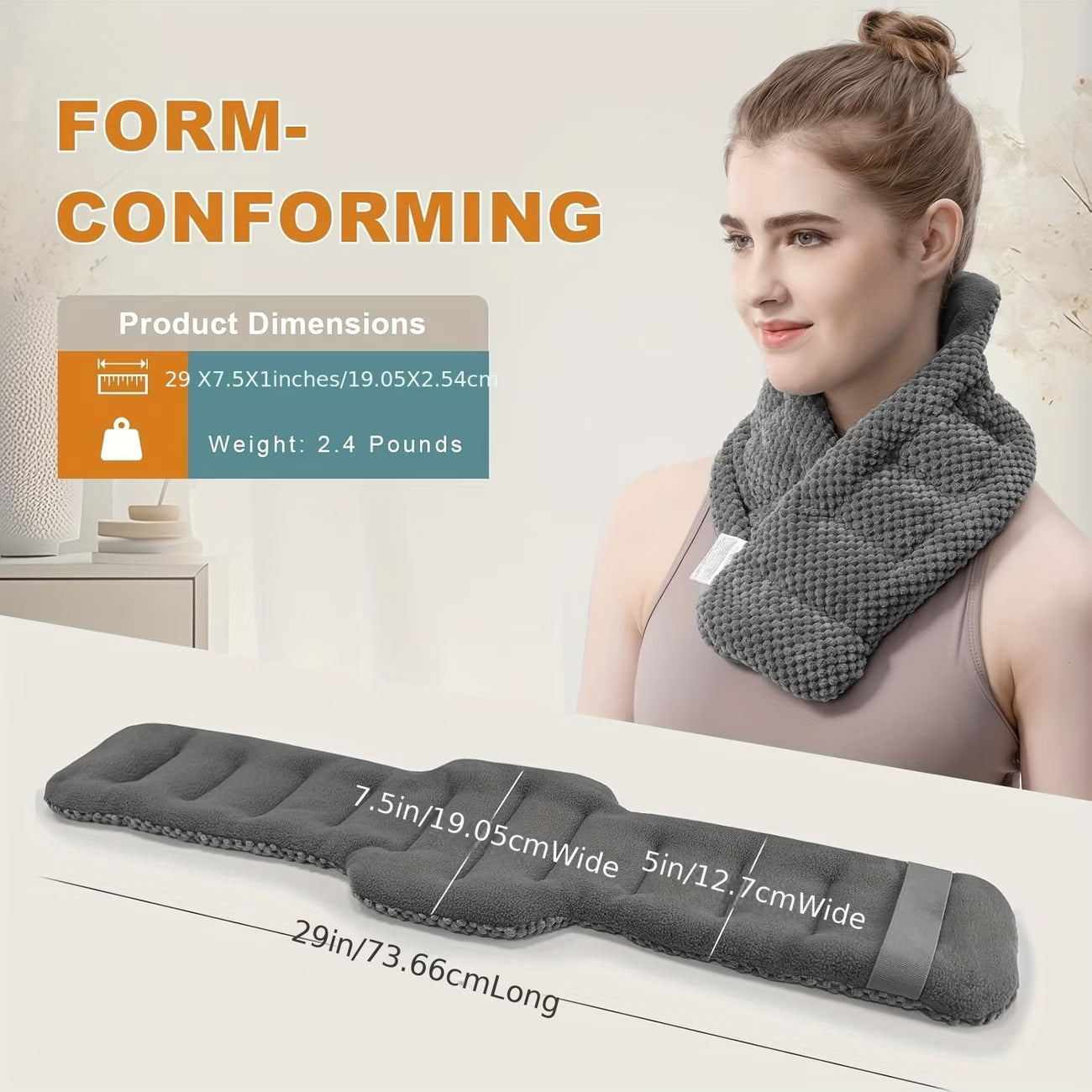 Microwavable Neck & Shoulder Heating Pad with Washable Cover
