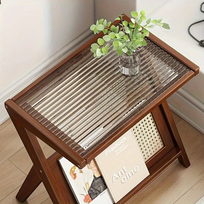 Mini Bedside Table - Sleek Tempered Glass Top