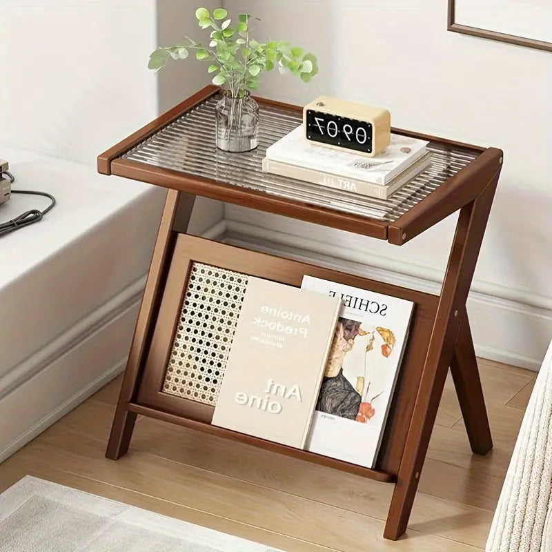 Mini Bedside Table - Sleek Tempered Glass Top