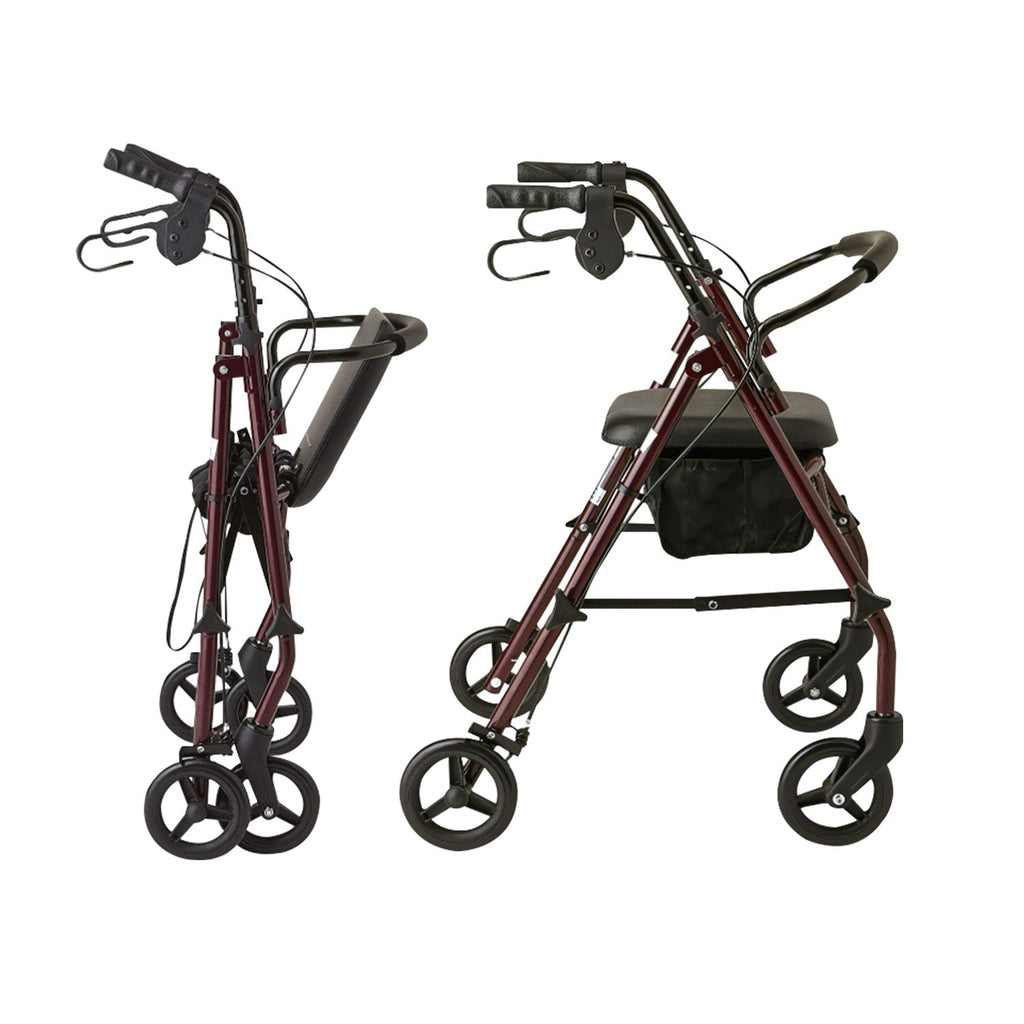 NNEDPE Foldable Steel Frame Rollator 4-Wheel Walker