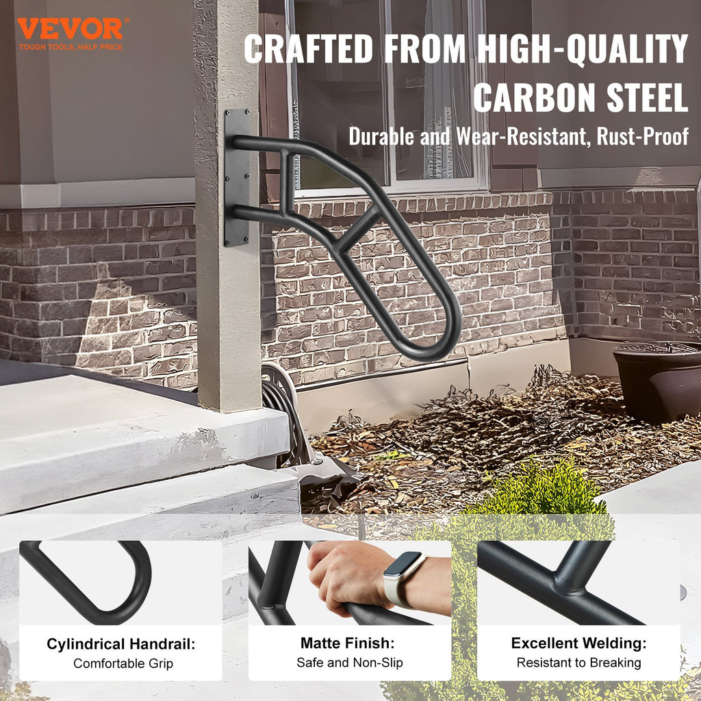 Handrails for Outdoor Steps, 29in Length Wall Mount Safety Railings
