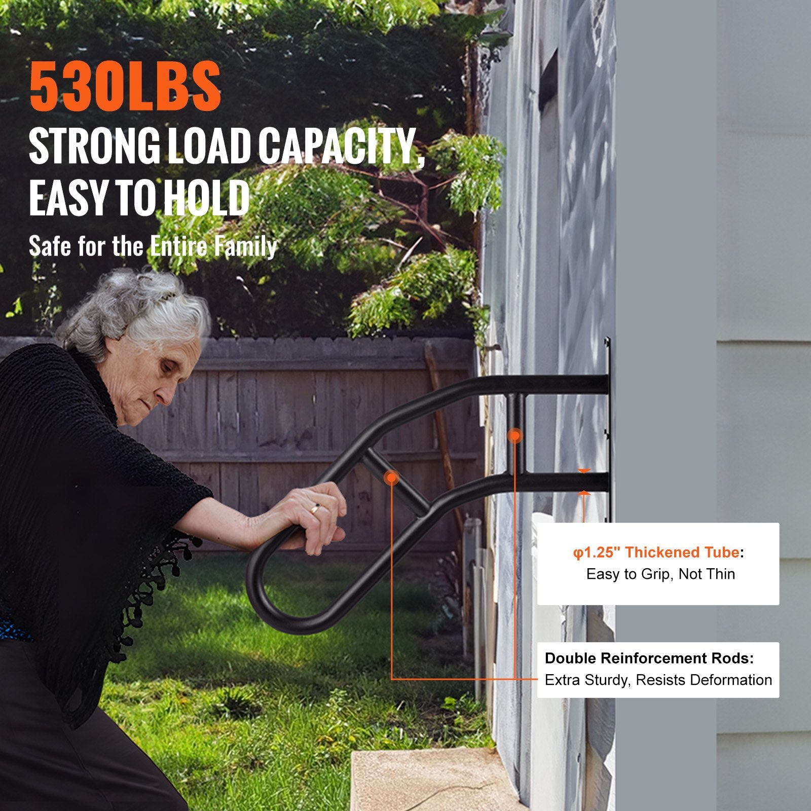 Handrails for Outdoor Steps, 29in Length Wall Mount Safety Railings