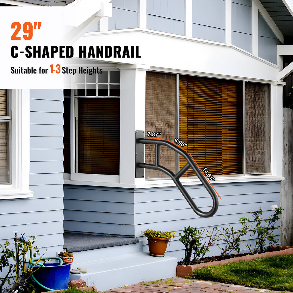 Handrails for Outdoor Steps, 29in Length Wall Mount Safety Railings