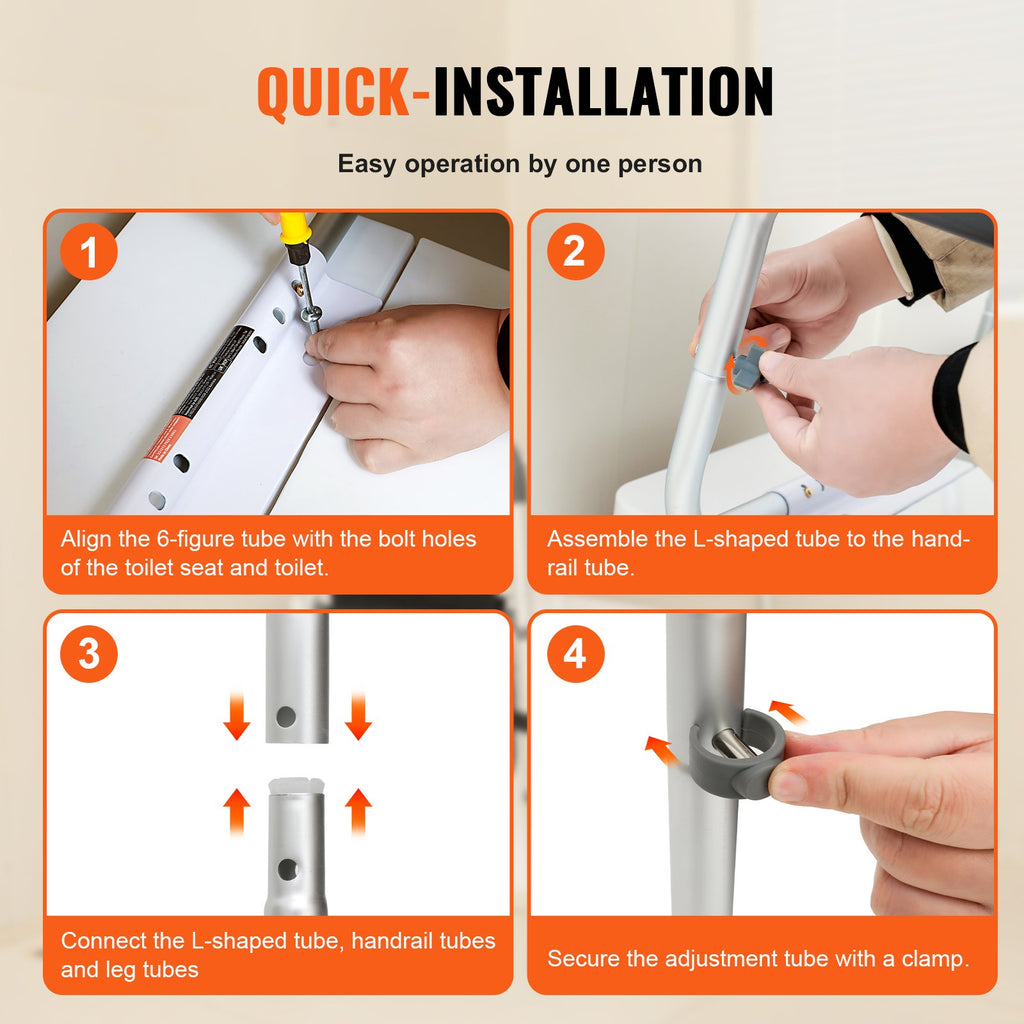 Toilet Safety Rail, Bathroom Toilet Seat Frame, Adjustable Width &