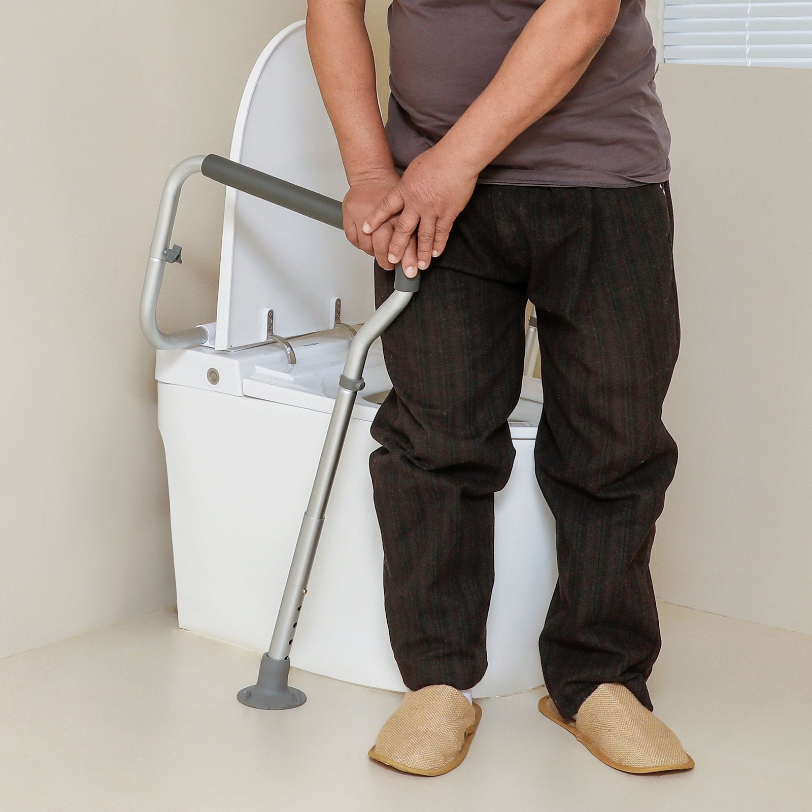 Toilet Safety Rail, Bathroom Toilet Seat Frame, Adjustable Width &